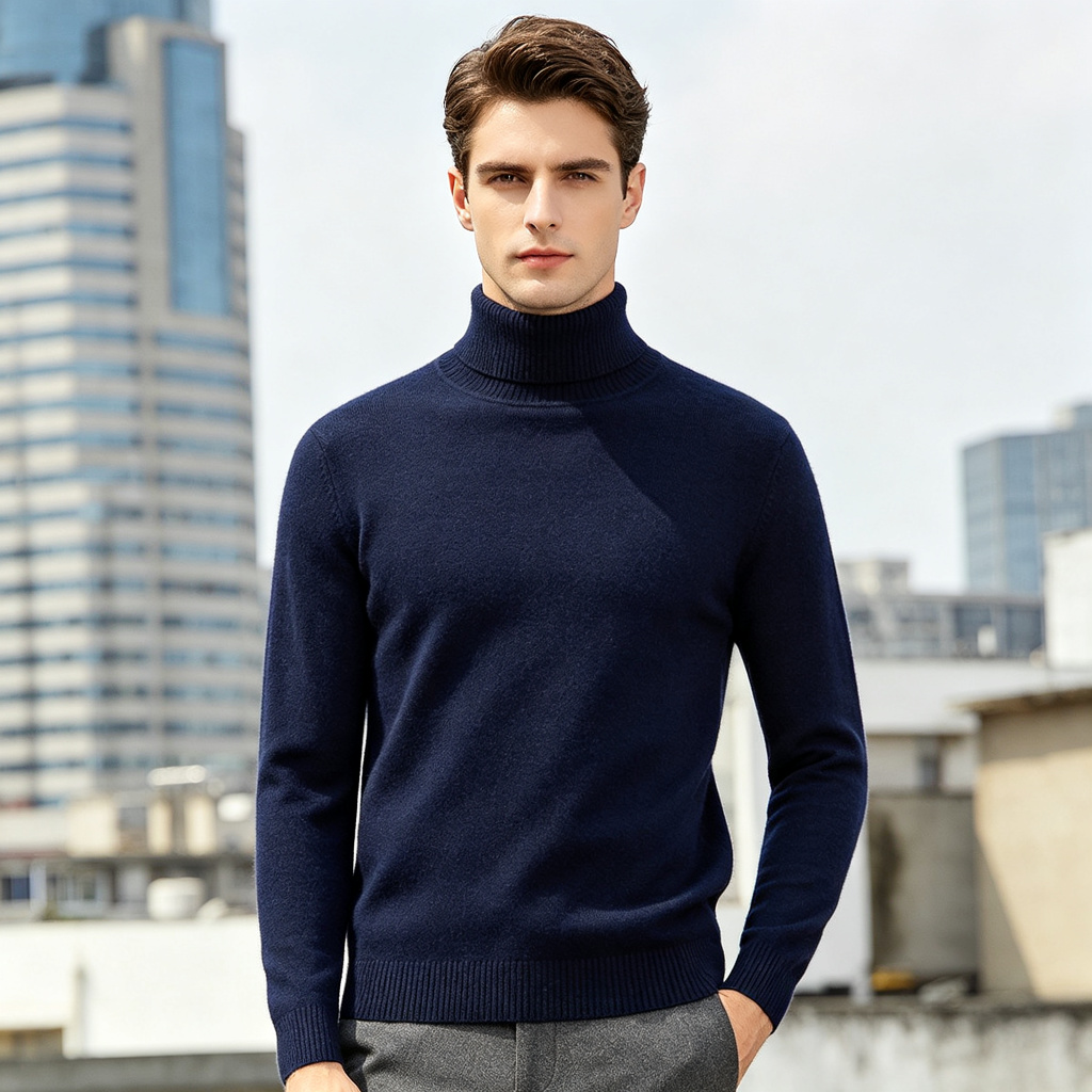Navy Turtleneck Knit Sweater – Bild 4