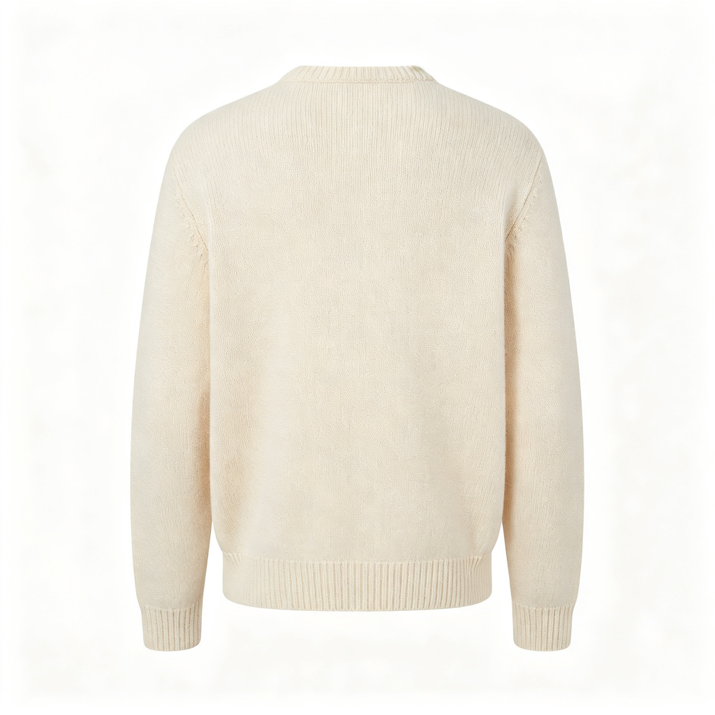 Beige Crew Neck Knit Sweater – Bild 3