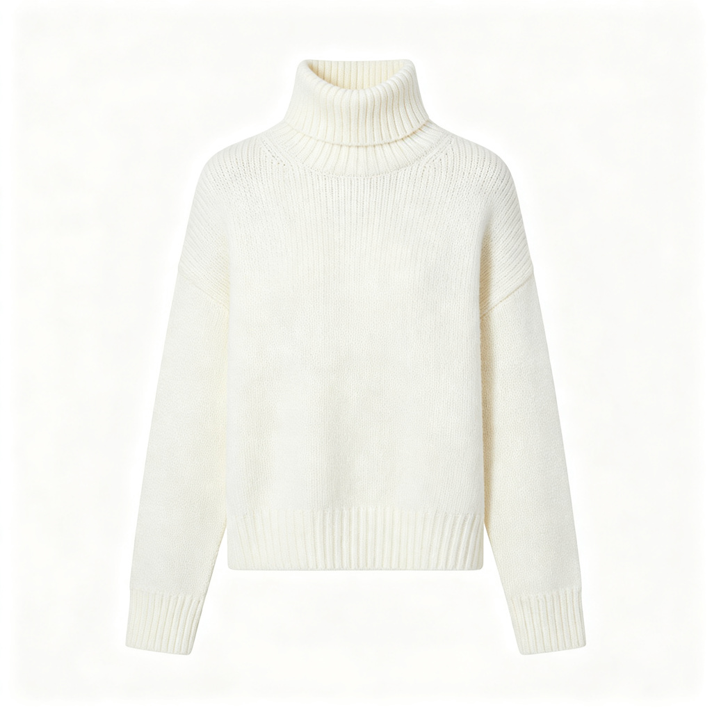 White Turtleneck Knit Sweater – Bild 2