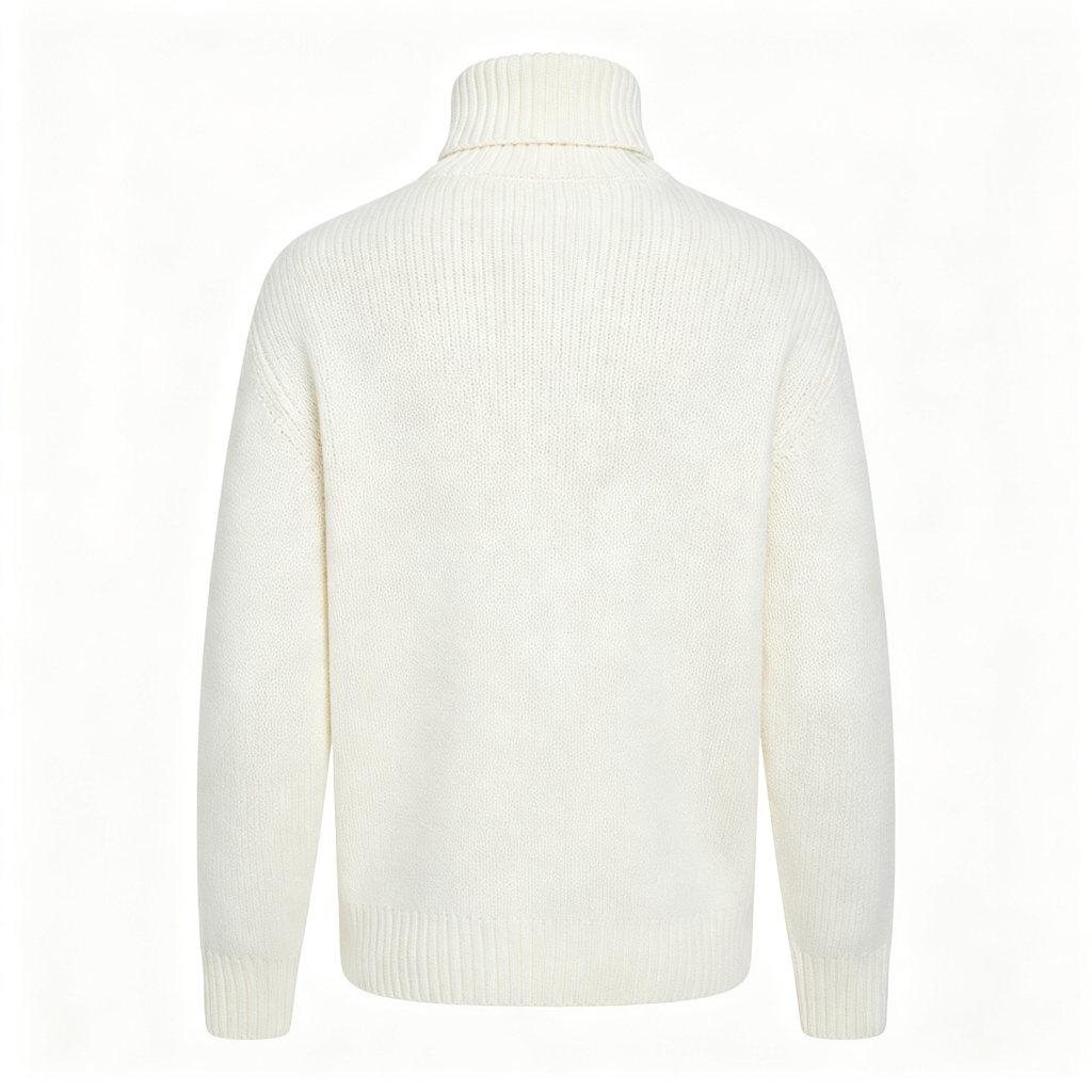 White Turtleneck Knit Sweater – Bild 3