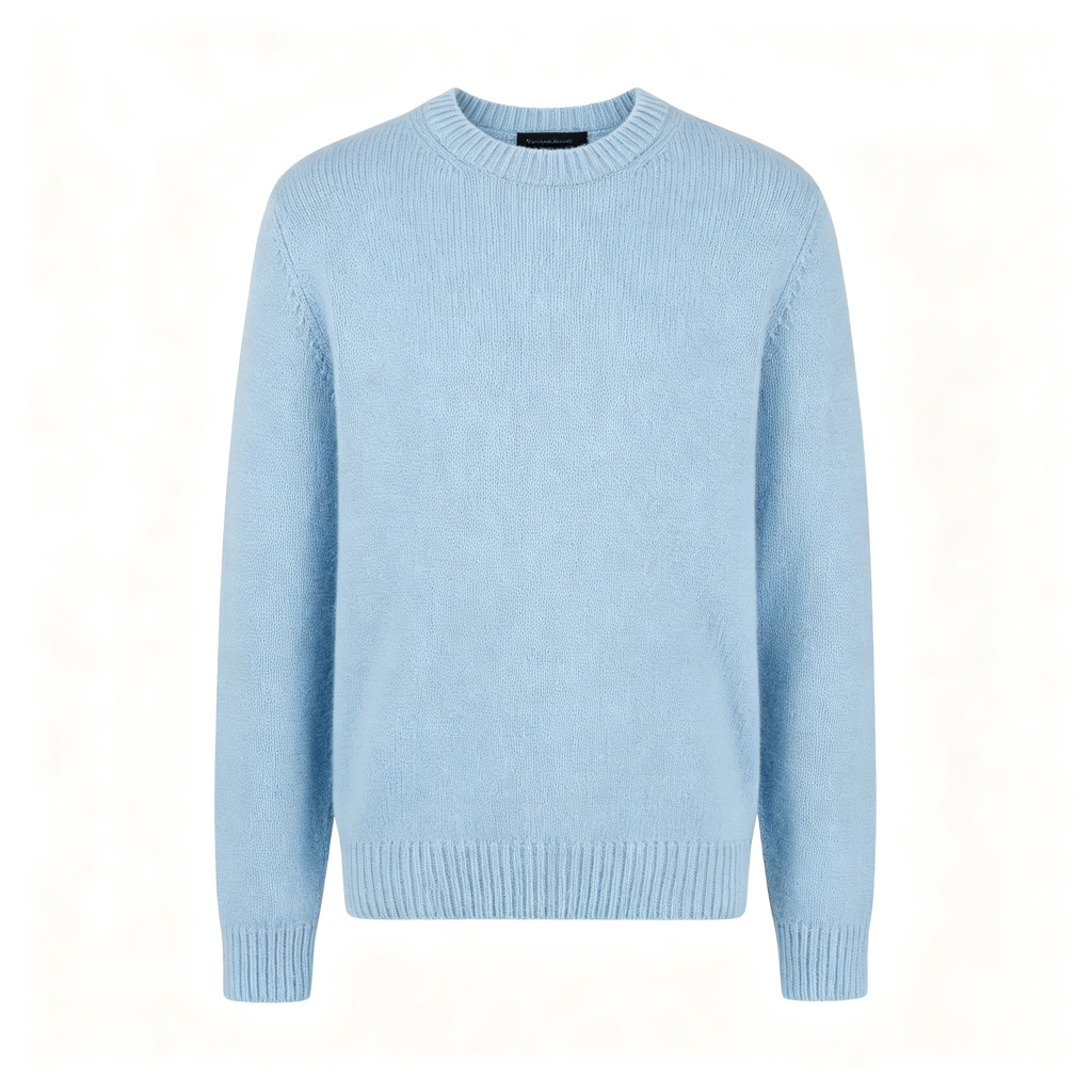 Light Blue Crew Neck Knit Sweater – Bild 2