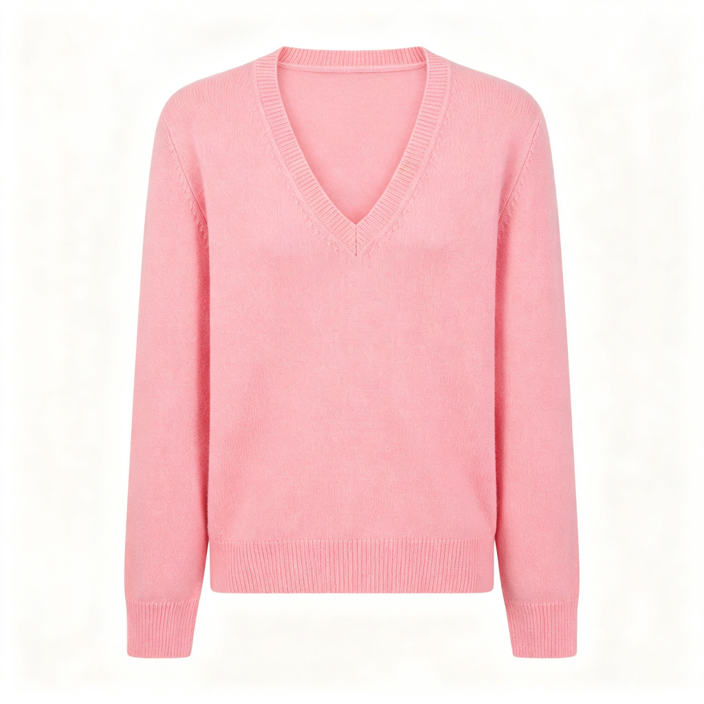 Pink V Neck Knit Sweater – Bild 3
