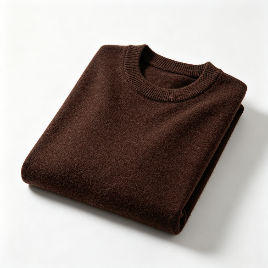Dark Brown Crew Neck Knit Sweater