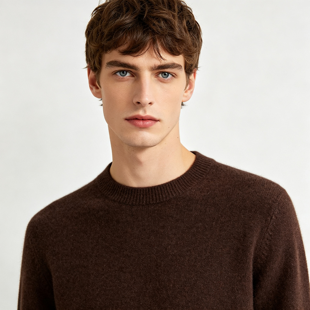 Dark Brown Crew Neck Knit Sweater – Bild 4