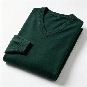 Dark Green V Neck Knit Sweater