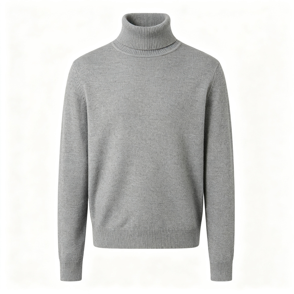 Gray Turtleneck Knit Sweater – Bild 2