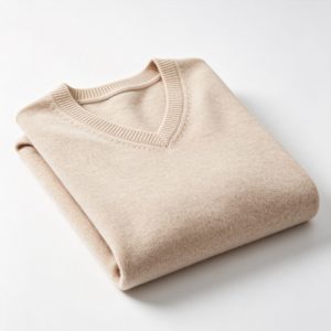 Beige V Neck Knit Sweater