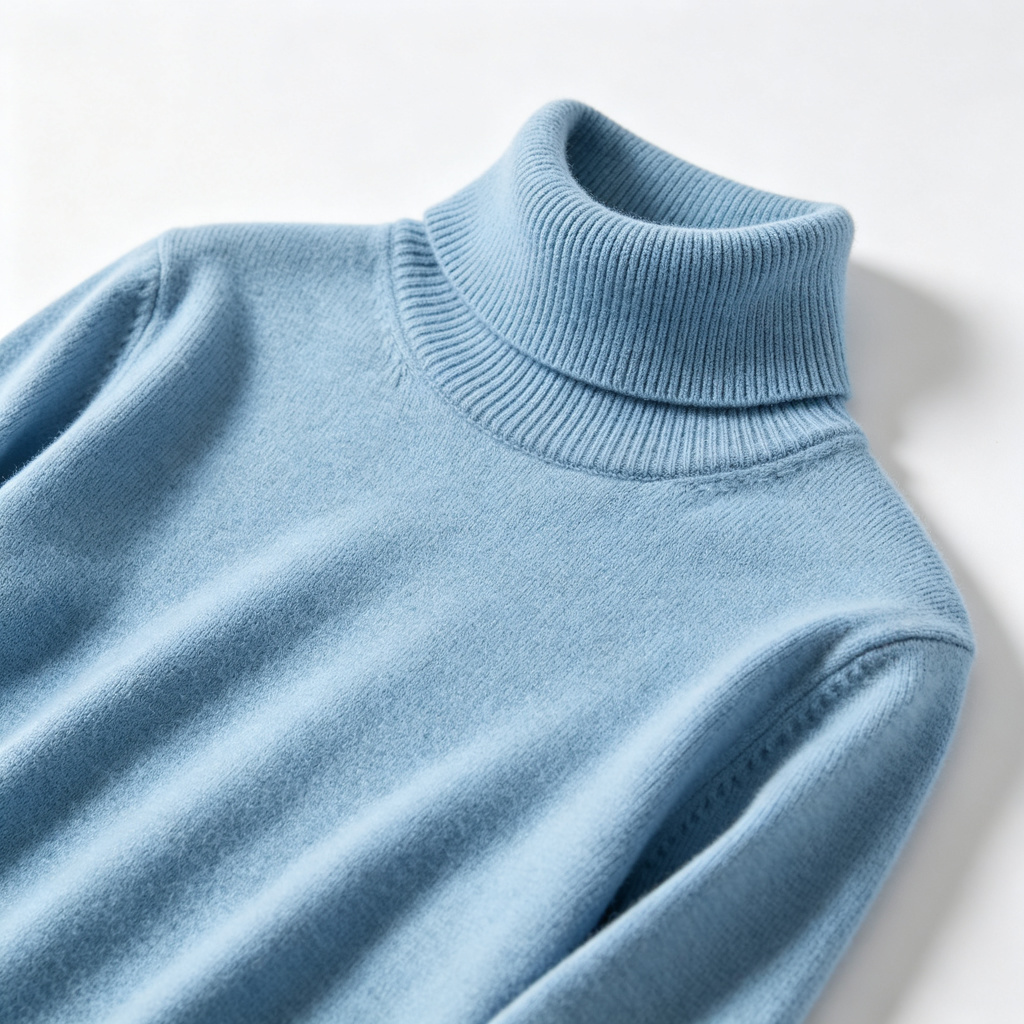 Light Blue Turtleneck Knit Sweater