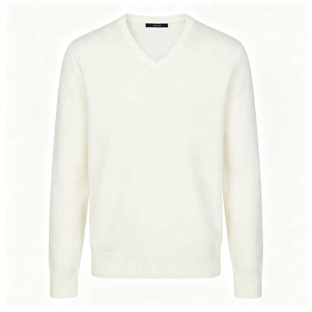 White V Neck Knit Sweater – Bild 2