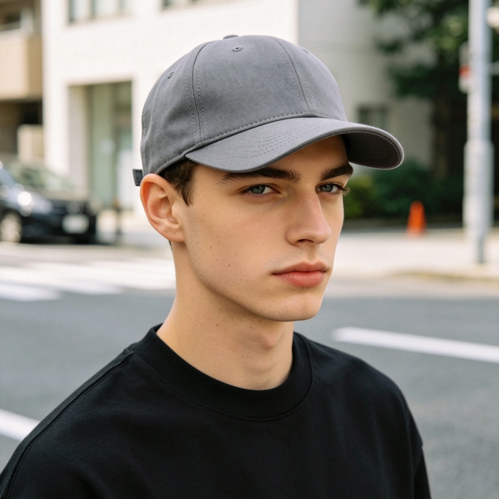 Gray Cotton Baseball Cap – Bild 3