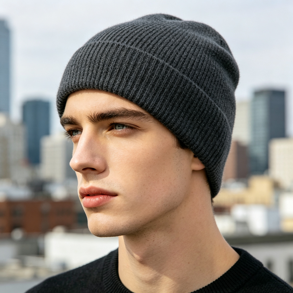 Dark Gray Knit Beanie – Bild 3