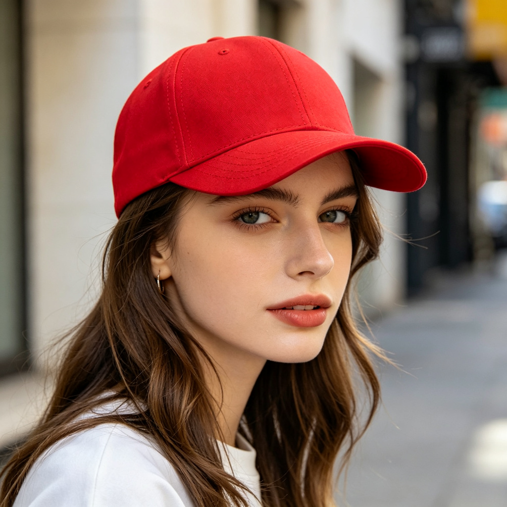 Red Cotton Baseball Cap – Bild 3
