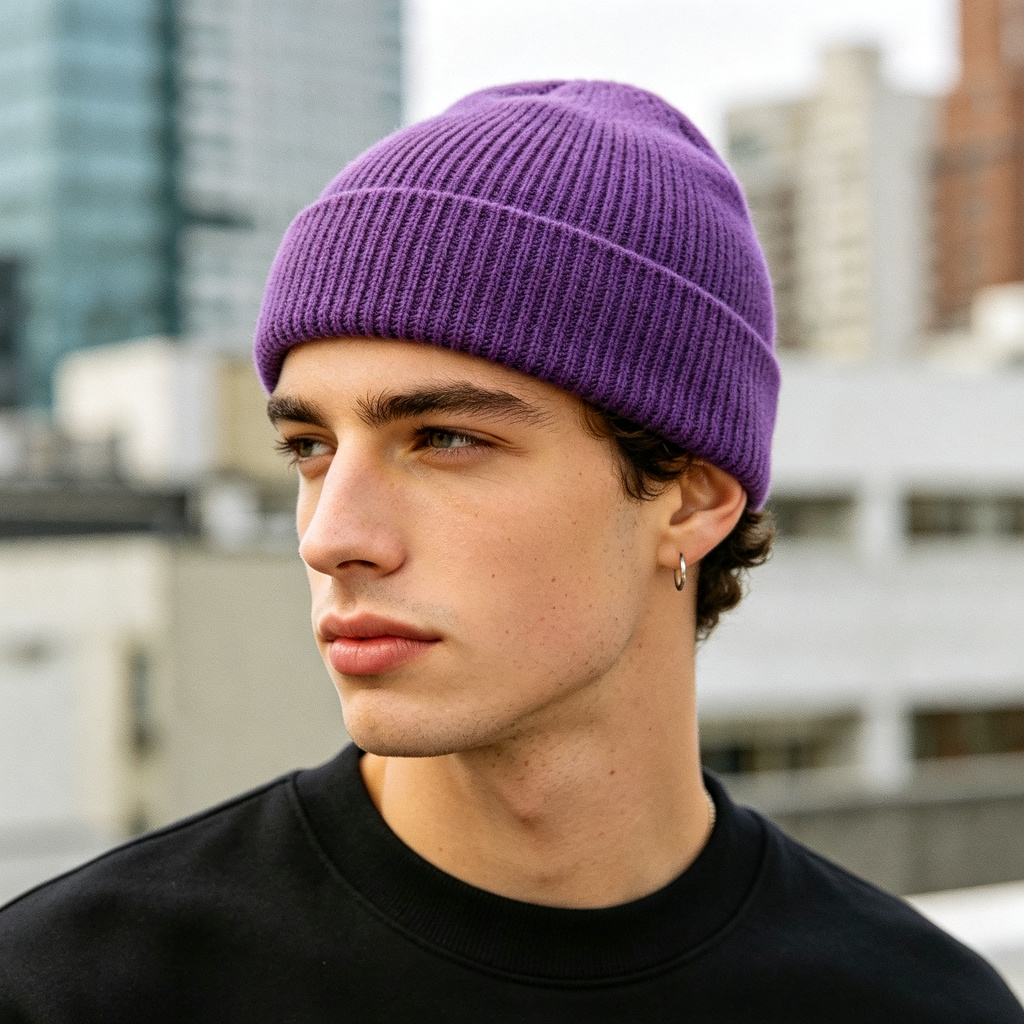 Purple Knit Beanie – Bild 3