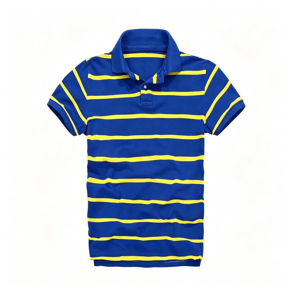 Royal Blue Yellow Stripe Polo Collar Polo Shirt – Bild 2