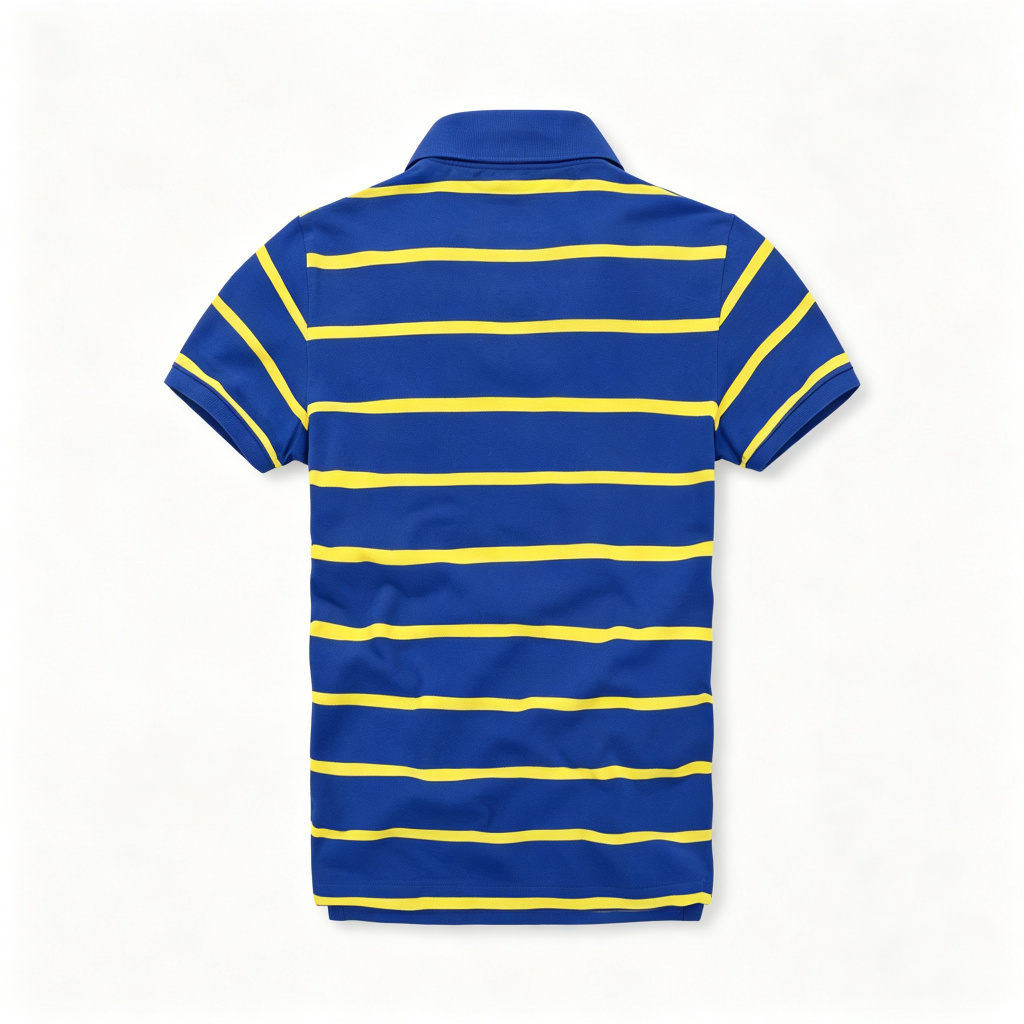 Royal Blue Yellow Stripe Polo Collar Polo Shirt – Bild 3