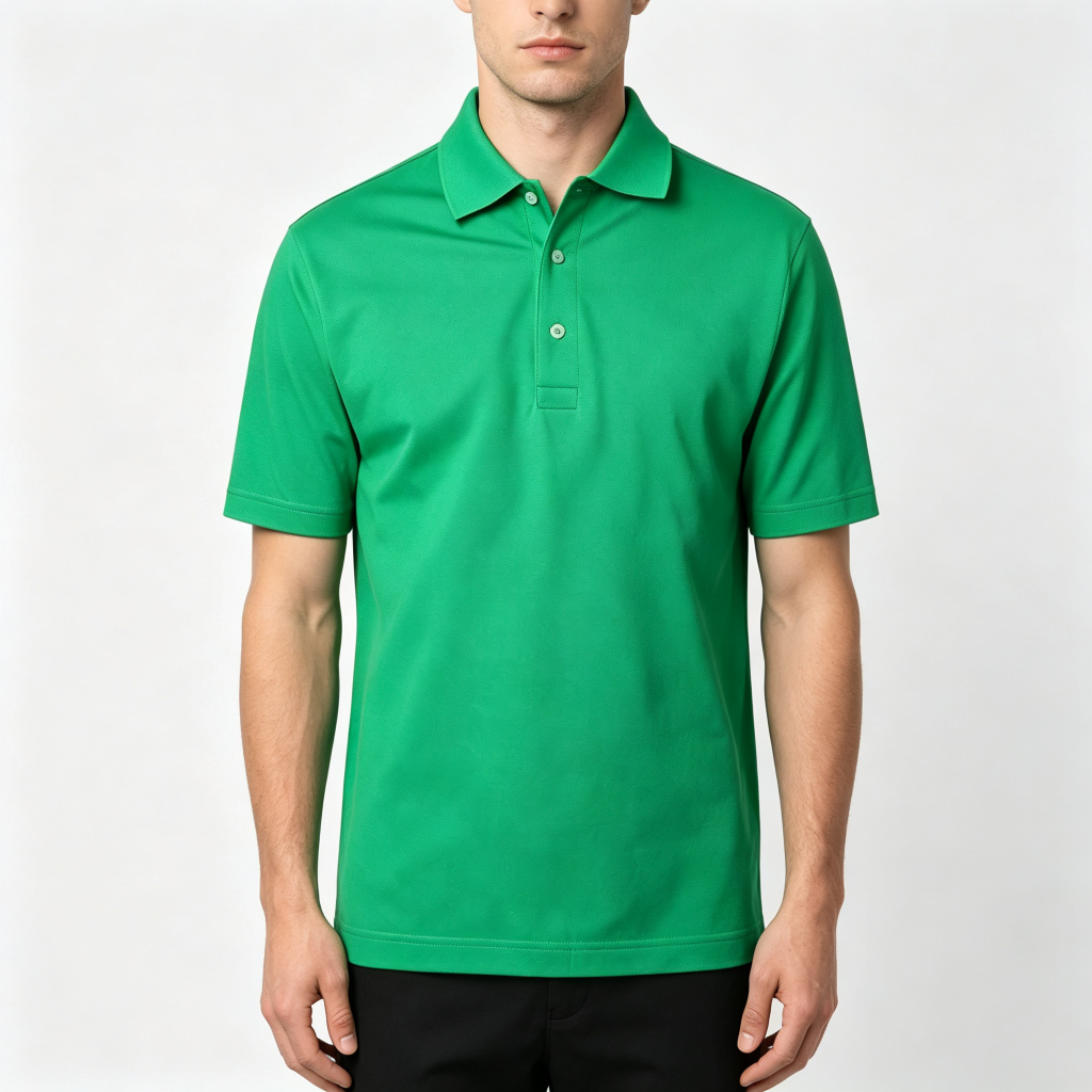 Emerald Green Polo Collar Polo Shirt – Bild 4