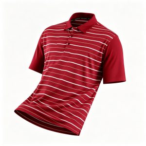 Burgundy White Stripe Polo Collar Polo Shirt