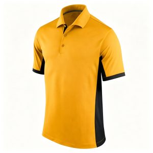 Golden Yellow Black Color Block Polo Collar Polo Shirt