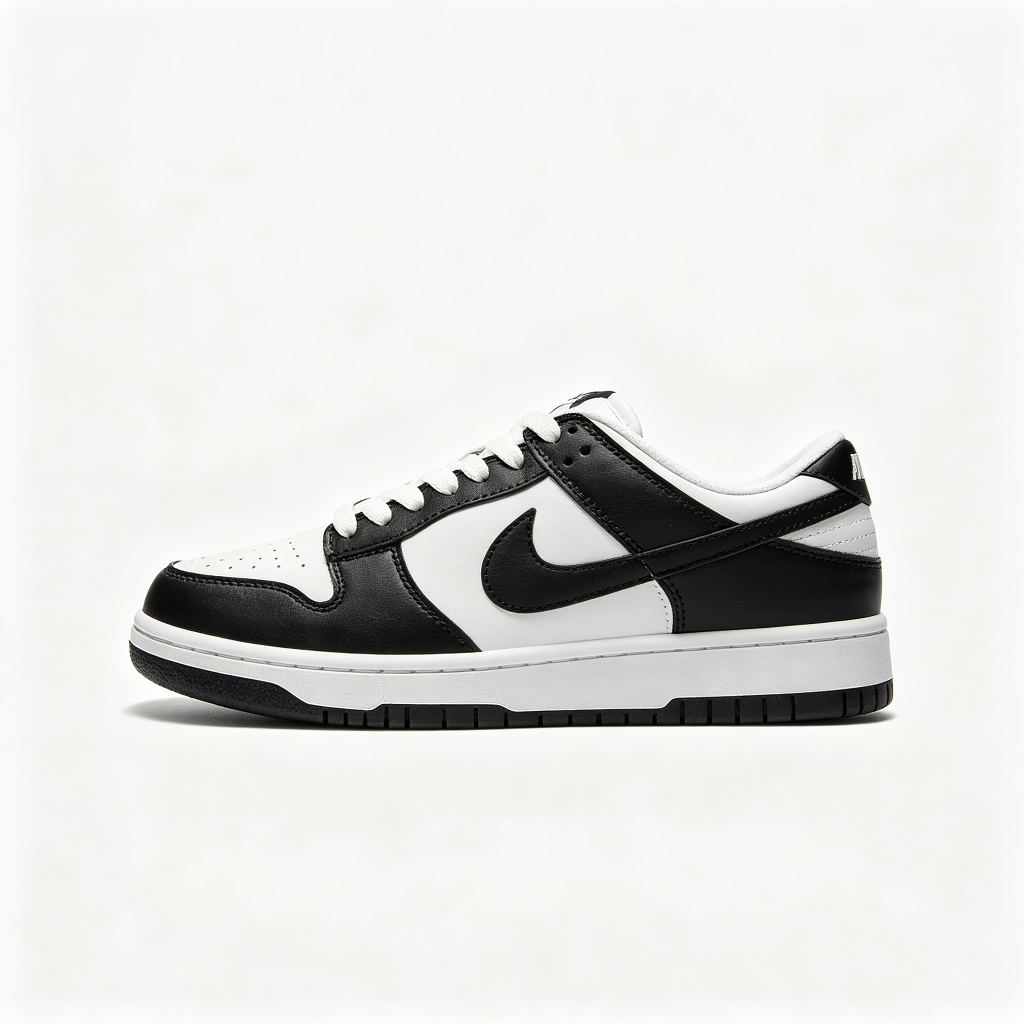 Black and White Colorblock Leather Sneakers – Bild 3