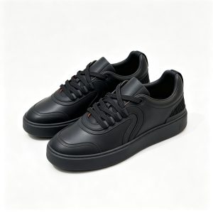 Black Minimalist Curved Low Top Sneakers