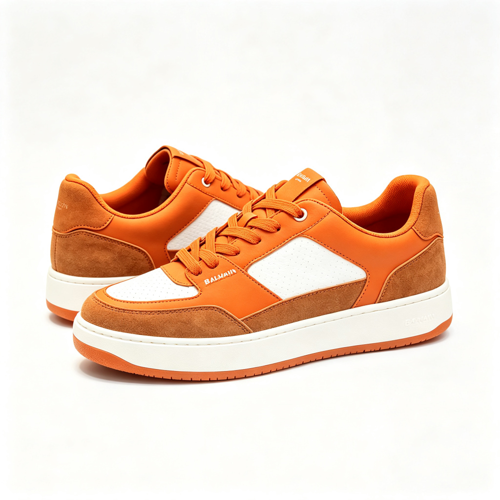 Orange Brown Color Block Low Top Sneakers – Bild 3