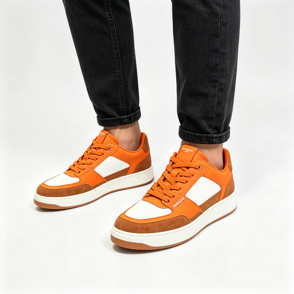 Orange Brown Color Block Low Top Sneakers – Bild 4