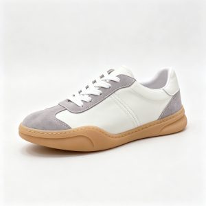 White Gray Retro Sneakers Gum Sole