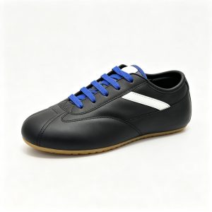 Black Retro Racing Sneakers Blue Laces