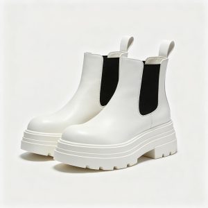White Chunky Platform Chelsea Boots