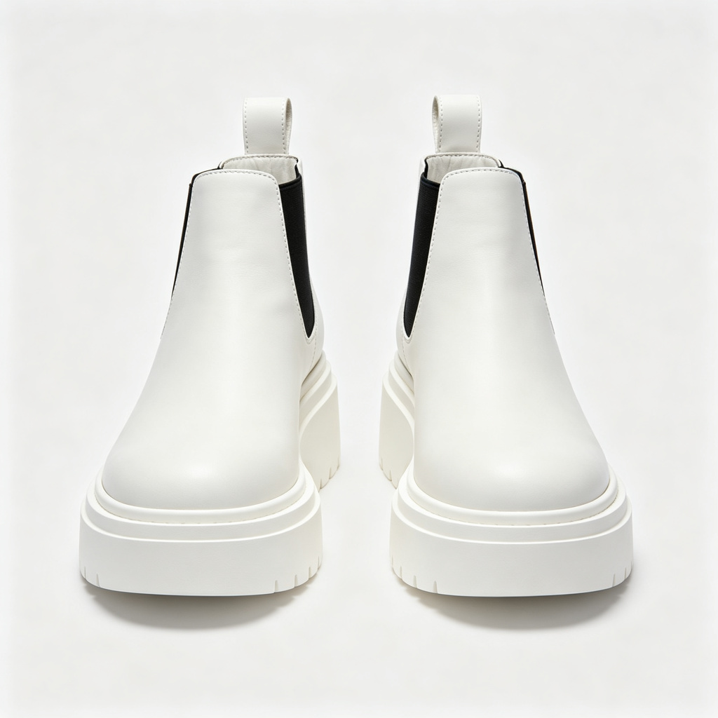 White Chunky Platform Chelsea Boots – Bild 2