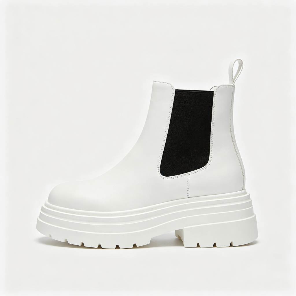 White Chunky Platform Chelsea Boots – Bild 3