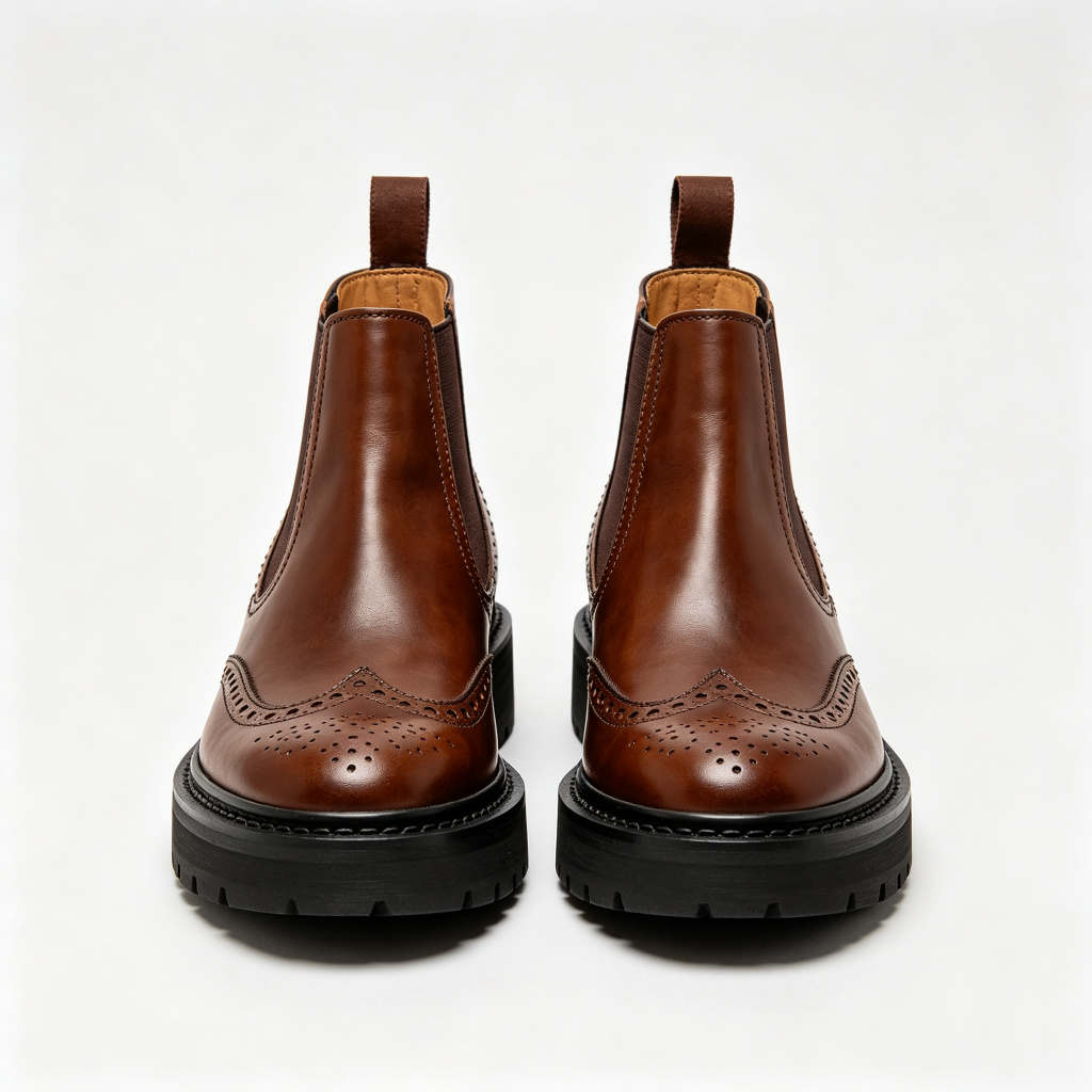 Brown Brogue Chelsea Boots Black Sole – Bild 2