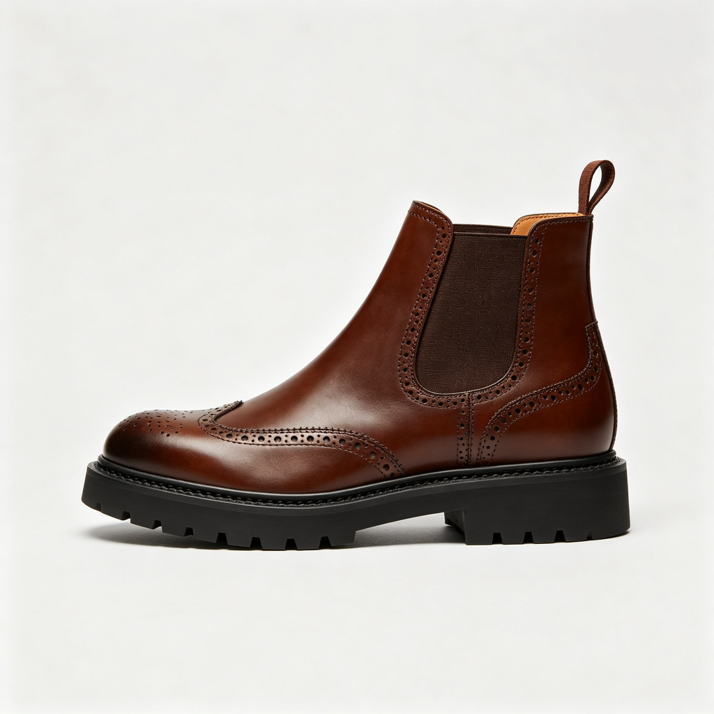 Brown Brogue Chelsea Boots Black Sole – Bild 3