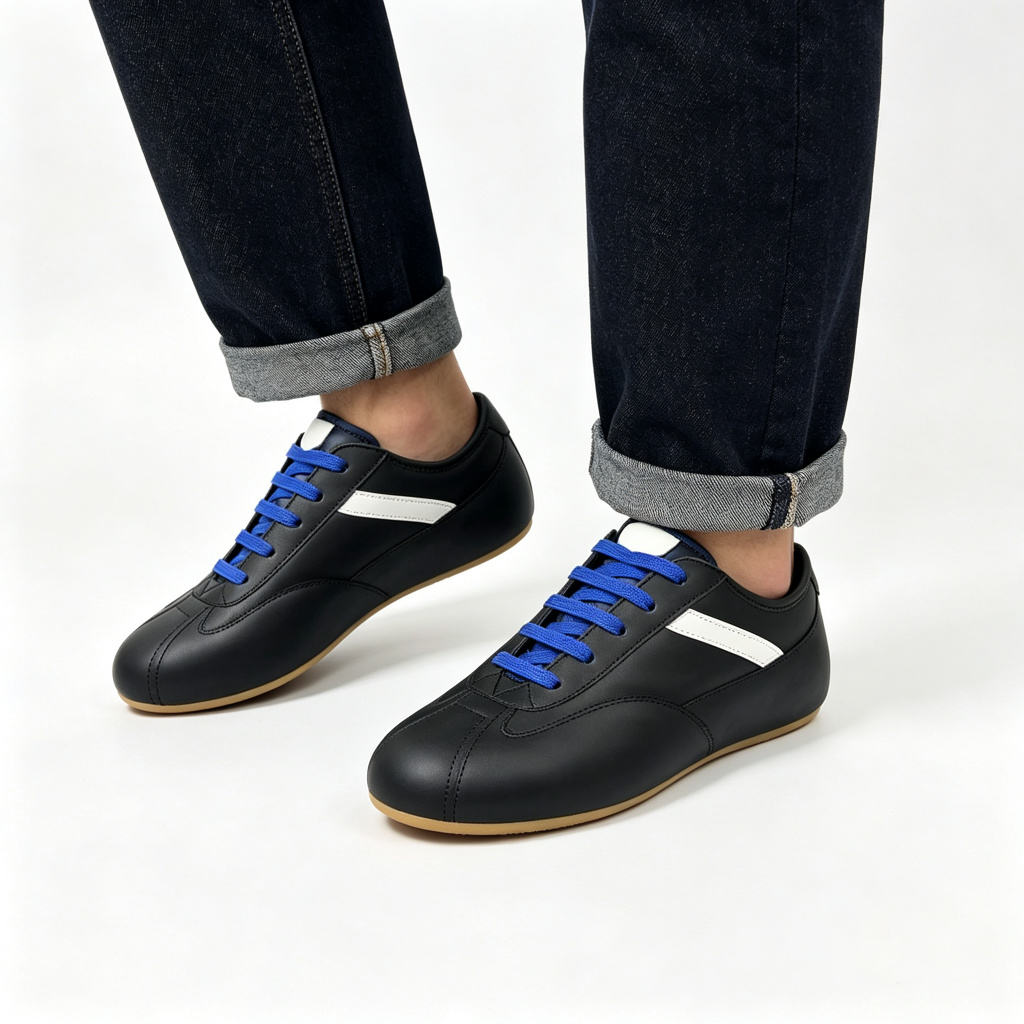 Black Blue White Retro Low Top Trainers – Bild 4