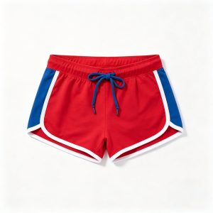 Red Blue Color Block Sport Shorts