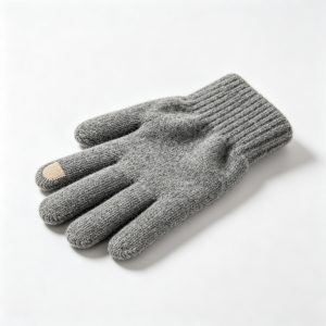 Gray Wool Knit Gloves