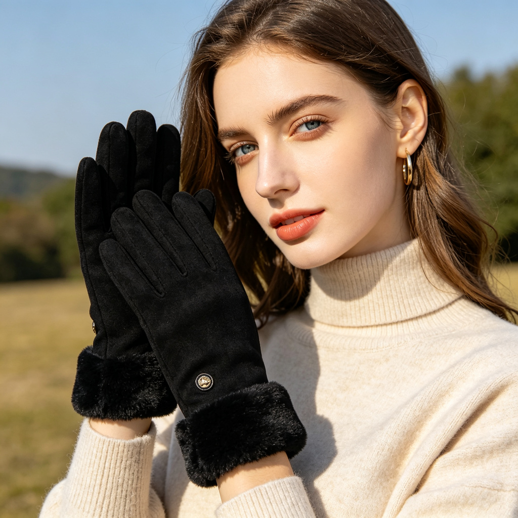 Black Fleece Lined Gloves – Bild 3