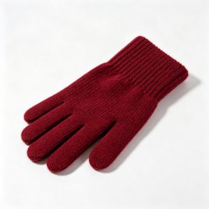 Burgundy Wool Knit Gloves