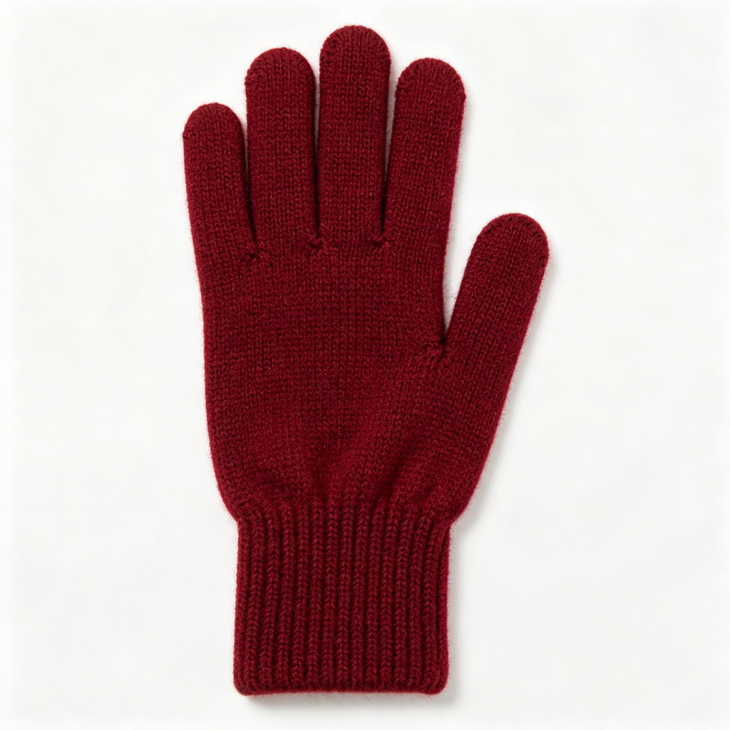 Burgundy Wool Knit Gloves – Bild 2