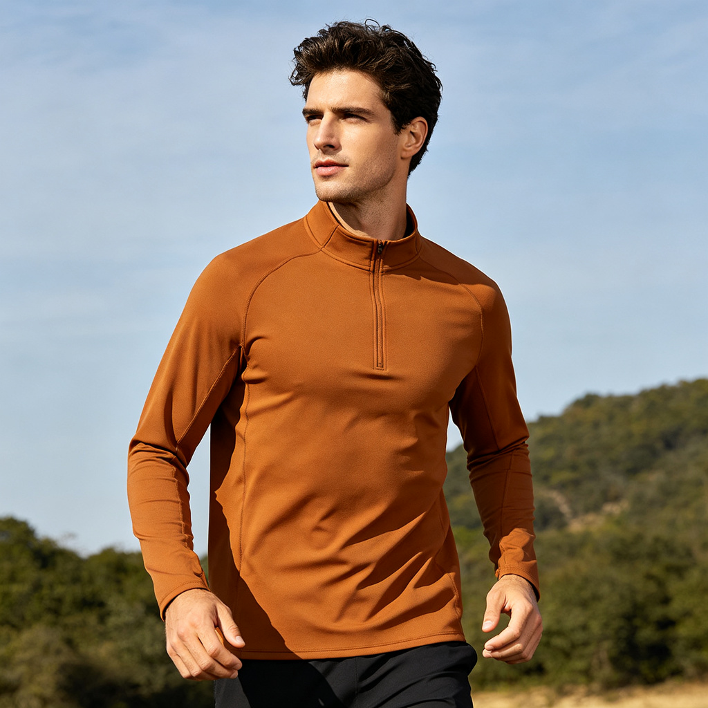 Caramel Half-Zip Long Sleeve Athletic Top – Bild 4