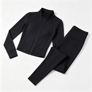 Black Cropped Slim Pants Tracksuit Set