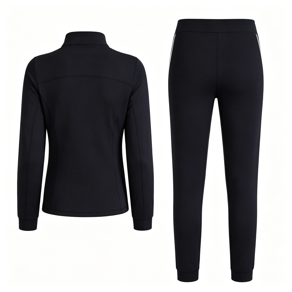 Black Cropped Slim Pants Tracksuit Set – Bild 3