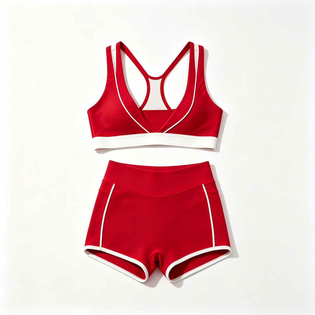 Red Racerback Shorts Tracksuit Set – Bild 2