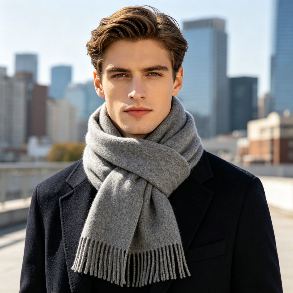 Gray Cashmere Scarf – Bild 3