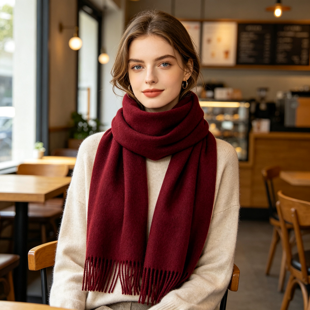 Burgundy Cashmere Scarf – Bild 3
