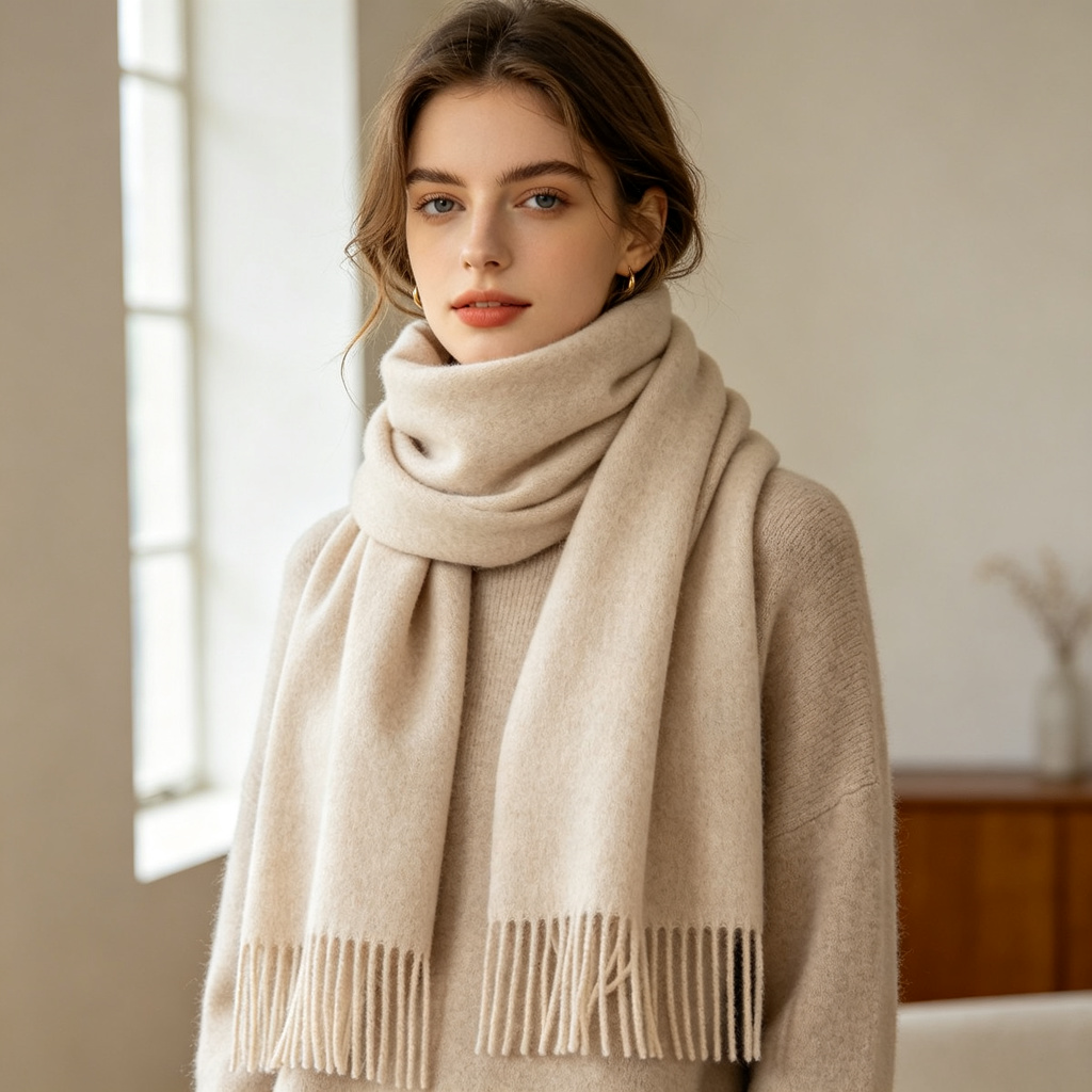 Beige Cashmere Scarf – Bild 3