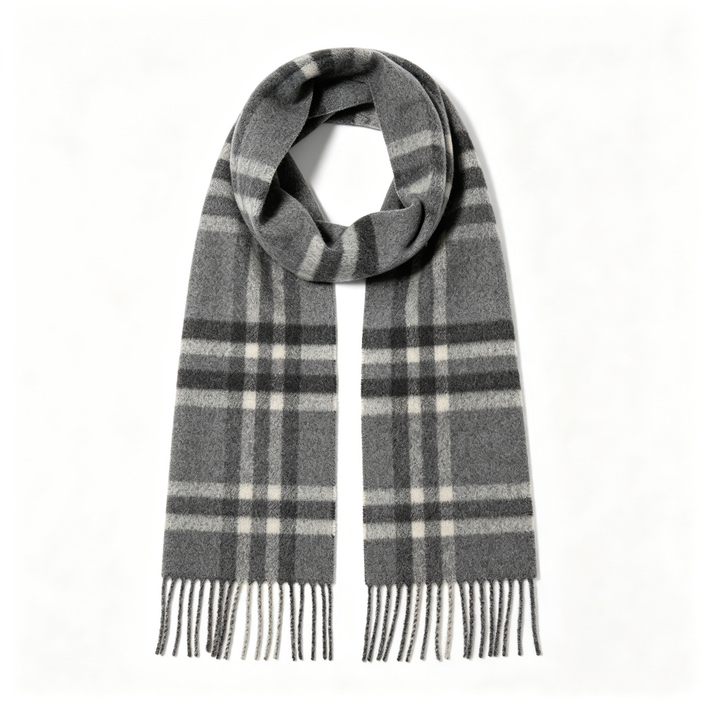Gray Check Wool Scarf – Bild 2