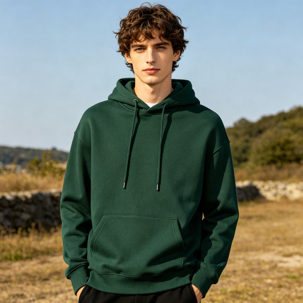 Dark Green Hooded Sweatshirt – Bild 4