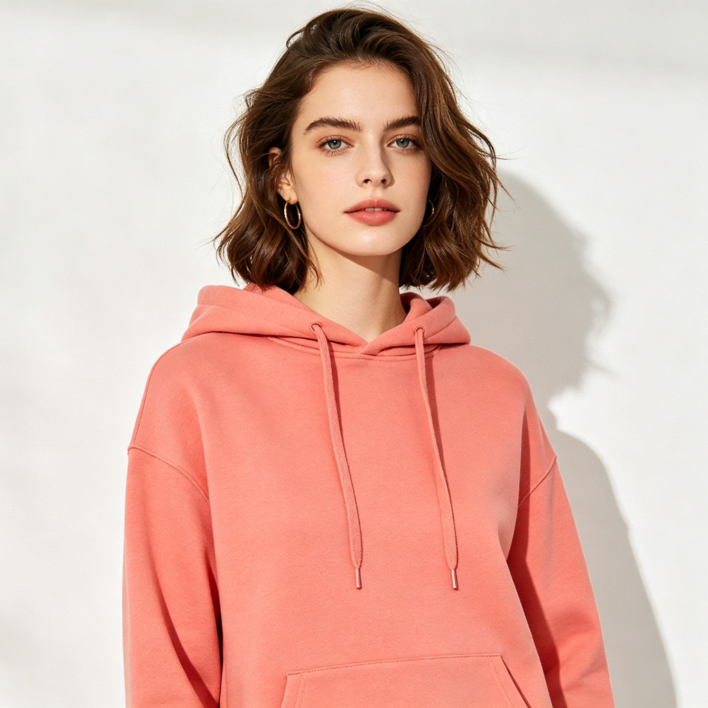 Coral Pink Hooded Sweatshirt – Bild 4