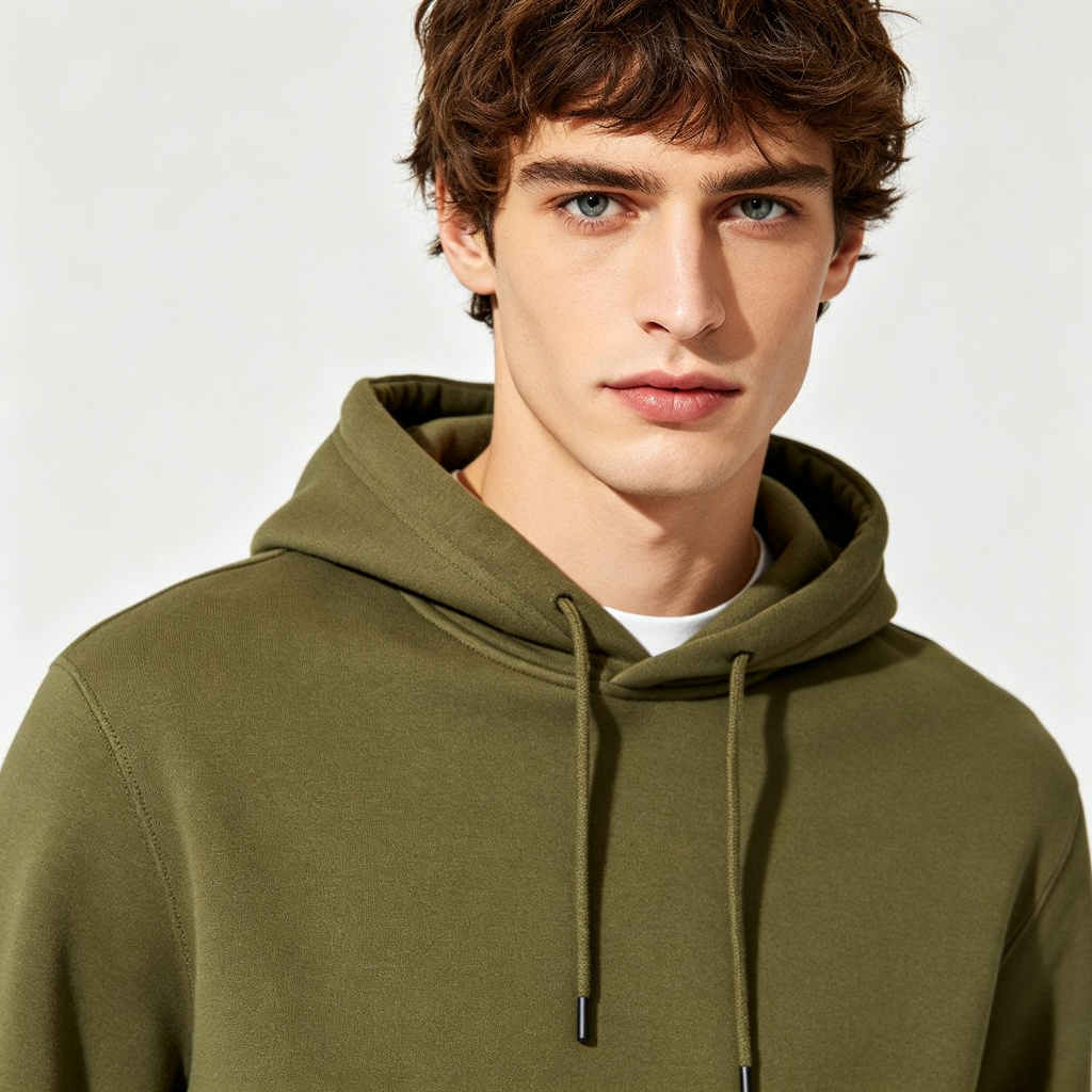 Olive Green Hooded Sweatshirt – Bild 4